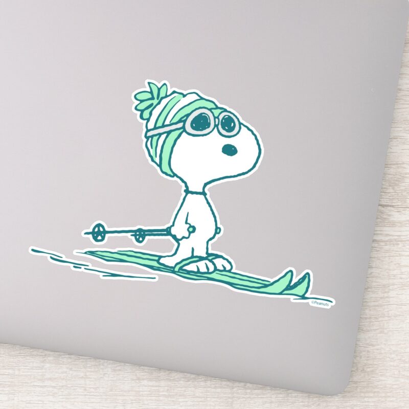 Peanuts Snoopy On Skis Sticker