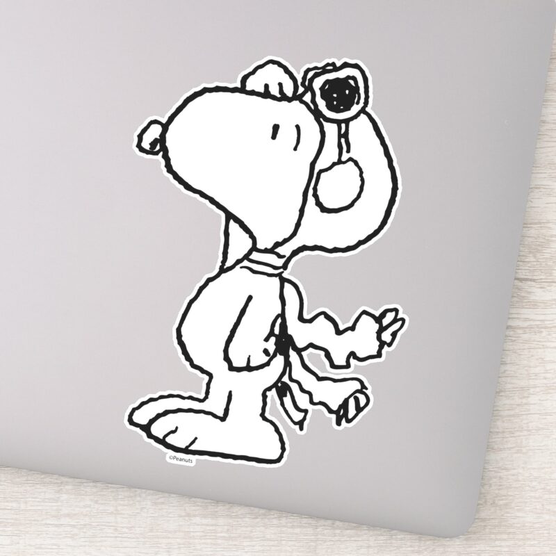 Peanuts Snoopy The Flying Ace BW Sticker