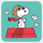 Peanuts Snoopy The Flying Ace Square Sticker