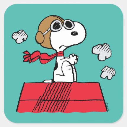 Peanuts Snoopy The Flying Ace Square Sticker