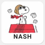 Peanuts Snoopy The Flying Ace Square Sticker