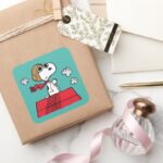 Peanuts Snoopy The Flying Ace Square Sticker