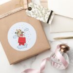 Peanuts Snoopy The Flying Ace At Christmas Classic Round Sticker