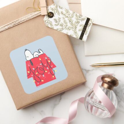 Peanuts Snoopys Holiday Dreamer Square Sticker