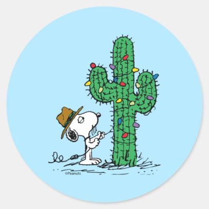 Peanuts Spikes Holiday Cactus Classic Round Sticker