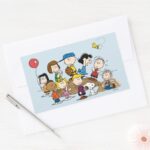 Peanuts The Gang At The Pitchers Mound Rectangular Sticker