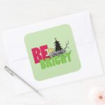 Peanuts Woodstock Christmas Be Bright Square Sticker