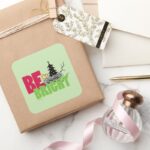 Peanuts Woodstock Christmas Be Bright Square Sticker