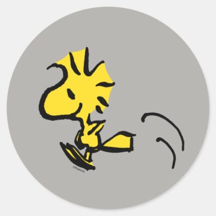 Peanuts Woodstock Jumping Classic Round Sticker