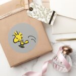 Peanuts Woodstock Jumping Classic Round Sticker