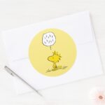 Peanuts Woodstock Speaks Classic Round Sticker