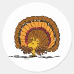 Peanuts Woodstock Turkey Classic Round Sticker