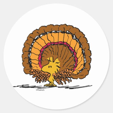 Peanuts Woodstock Turkey Classic Round Sticker
