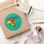 Peanuts Woodstock Winter Beanie Cap Classic Round Sticker