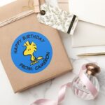 Peanuts Woodstock Happy Birthday Classic Round Sticker