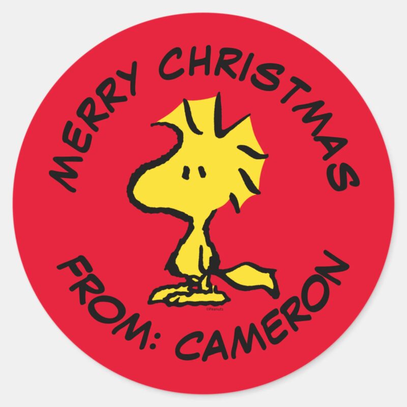 Peanuts Woodstock Merry Christmas Classic Round Sticker