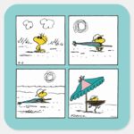Peanuts Woodstock At The Beach Square Sticker