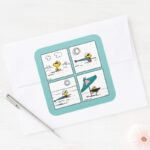 Peanuts Woodstock At The Beach Square Sticker