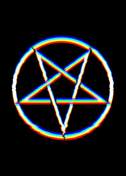 Pentagram Glitch Art Poster