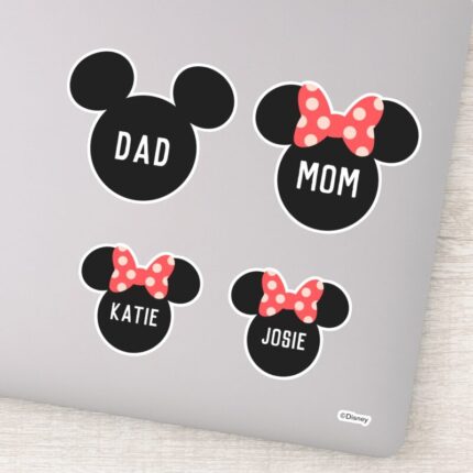 Personalized Mickey Minnie Family Of 4 Girls Sticker
