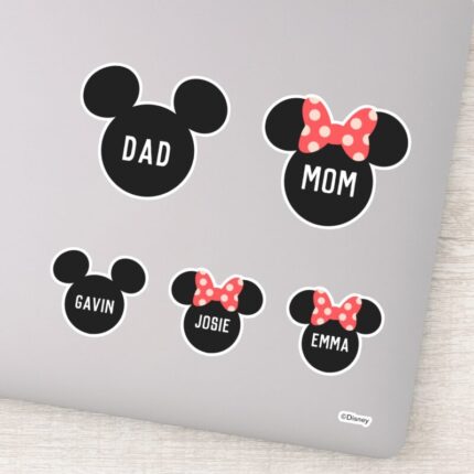 Personalized Mickey Minnie Family Of 5 Sticker