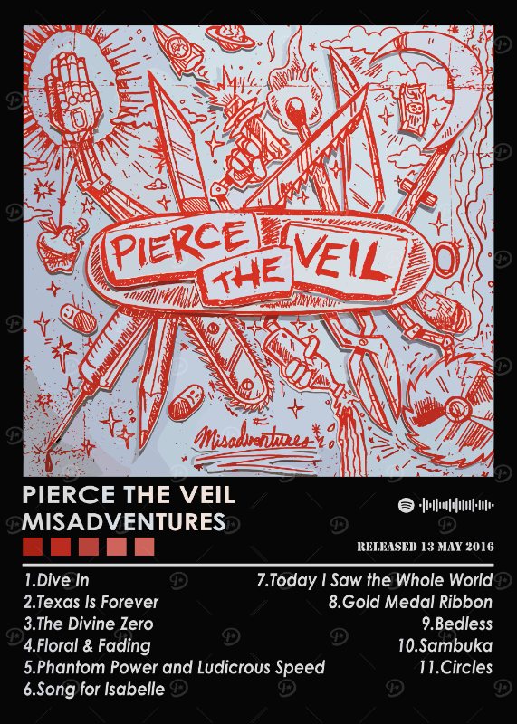 Pierce The Veil Misadventures Music Poster