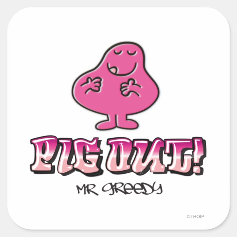 Pig Out Square Sticker Pig Out Square Sticker