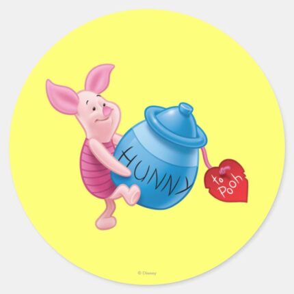 Piglet And Hunny Pot Classic Round Sticker