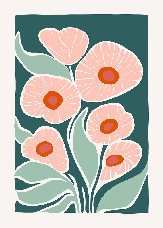 Pink Floral Art Print Poster