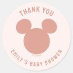 Pink Minnie Mouse Confetti Baby Shower Classic Round Sticker