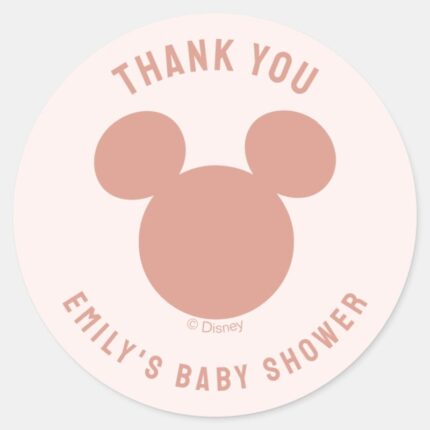 Pink Minnie Mouse Confetti Baby Shower Classic Round Sticker