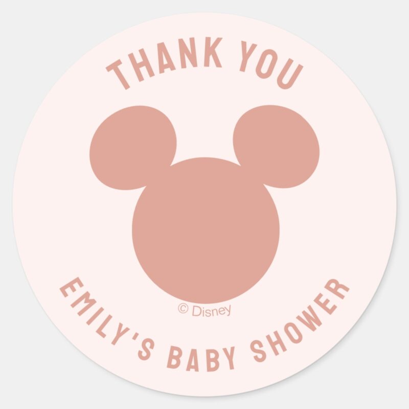 Pink Minnie Mouse Confetti Baby Shower Classic Round Sticker