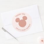 Pink Minnie Mouse Confetti Baby Shower Classic Round Sticker