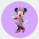 Pink Minnie Cute Pose Classic Round Sticker