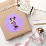 Pink Minnie Cute Pose Classic Round Sticker