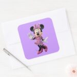 Pink Minnie Cute Pose Square Sticker