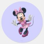 Pink Minnie Hands Out Classic Round Sticker