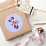 Pink Minnie Hands Out Classic Round Sticker