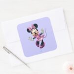 Pink Minnie Hands Out Square Sticker