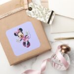 Pink Minnie Hands Out Square Sticker
