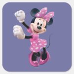 Pink Minnie Hands Up And Dancing Square Sticker
