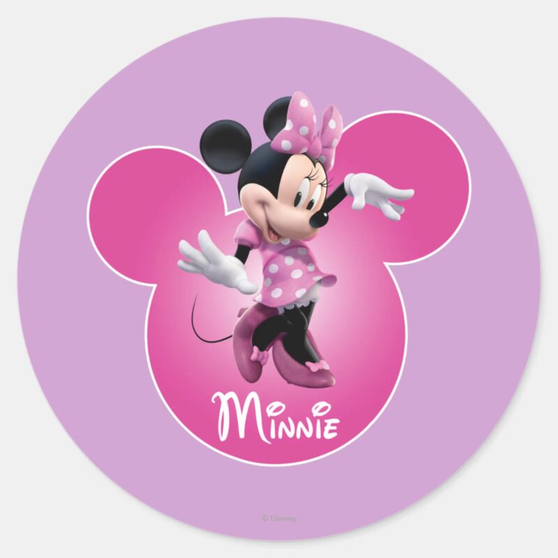 Pink Minnie Mickey Head Icon Classic Round Sticker