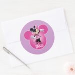 Pink Minnie Mickey Head Icon Classic Round Sticker