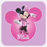 Pink Minnie Mickey Head Icon Square Sticker
