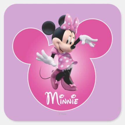 Pink Minnie Mickey Head Icon Square Sticker