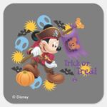 Pirate Mickey Mouse Trick Or Treat Square Sticker