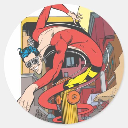 Plastic Man Shape Shifts In The City Classic Round Sticker