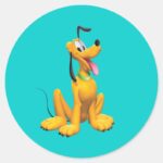Pluto Cartoon Side Classic Round Sticker