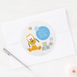 Pluto First Birthday Classic Round Sticker
