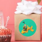 Pluto Laying With Ear Up Classic Round Sticker